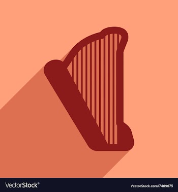 Flat web icon with long shadow harp vector image
