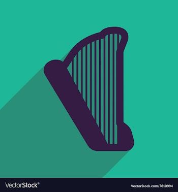 Flat web icon with long shadow harp vector image