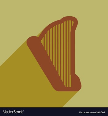 Flat web icon with long shadow harp vector image