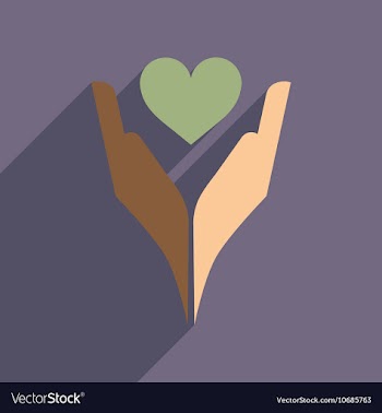 Flat web icon with long shadow heart hands vector image
