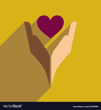 Flat web icon with long shadow heart hands vector image