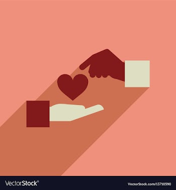 Flat web icon with long shadow heart hands vector image