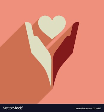 Flat web icon with long shadow heart hands vector image