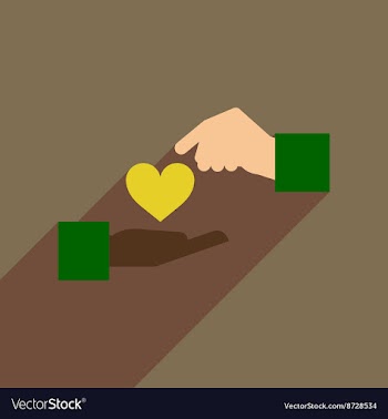 Flat web icon with long shadow heart hands vector image