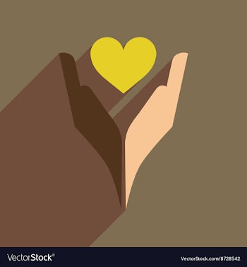 Flat web icon with long shadow heart hands vector image