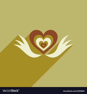 Flat web icon with long shadow heart wings vector image