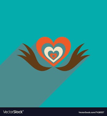 Flat web icon with long shadow heart wings vector image