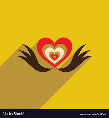 Flat web icon with long shadow heart wings vector image