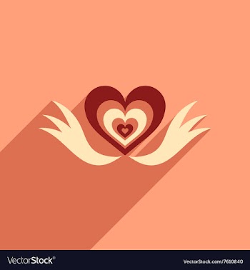 Flat web icon with long shadow heart wings vector image