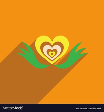 Flat web icon with long shadow heart wings vector image