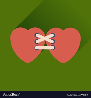 Flat web icon with long shadow hearts vector image