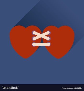 Flat web icon with long shadow hearts vector image