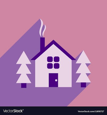 Flat web icon with long shadow house in forest vector image