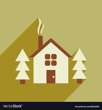 Flat web icon with long shadow house in forest vector image