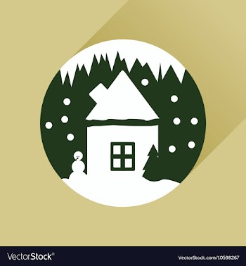 Flat web icon with long shadow house in snow globe vector image