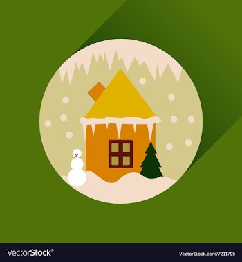 Flat web icon with long shadow house in snow globe vector image