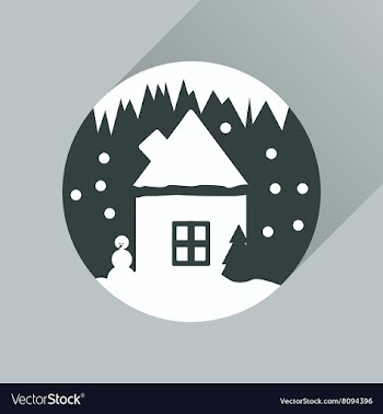 Flat web icon with long shadow house in snow globe vector image