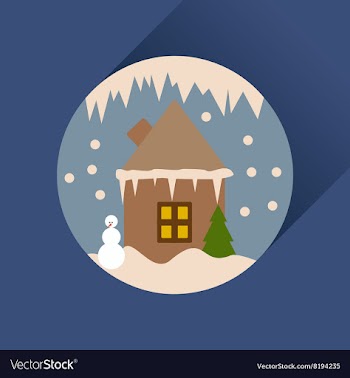 Flat web icon with long shadow house in snow globe vector image