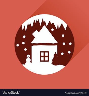 Flat web icon with long shadow house in snow globe vector image