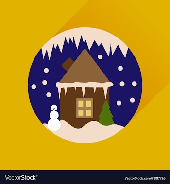 Flat web icon with long shadow house in snow globe vector image