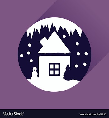 Flat web icon with long shadow house in snow globe vector image