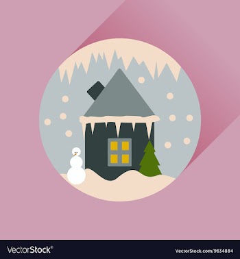 Flat web icon with long shadow house in snow globe vector image