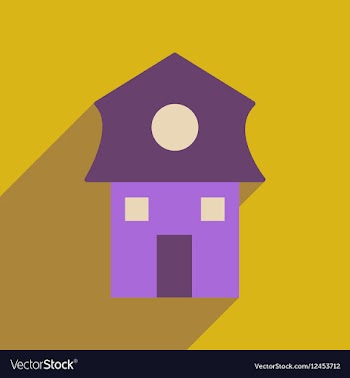 Flat web icon with long shadow house vector image