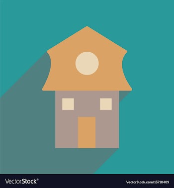 Flat web icon with long shadow house vector image