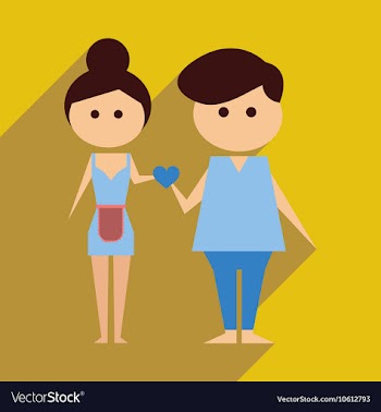 Flat web icon with long shadow husband and wife vector image