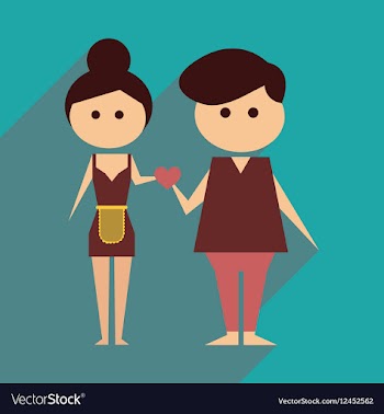 Flat web icon with long shadow husband and wife vector image