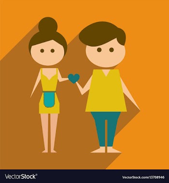 Flat web icon with long shadow husband and wife vector image