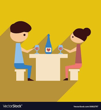 Flat web icon with long shadow husband wife dinner vector image