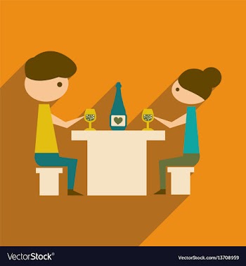Flat web icon with long shadow husband wife dinner vector image