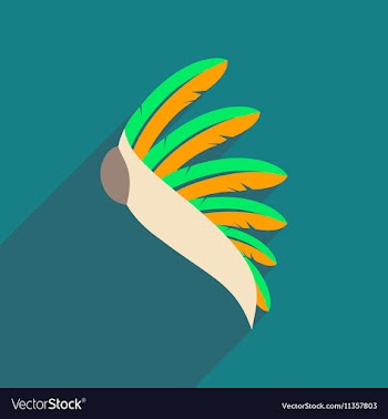 Flat web icon with long shadow Indian feathers vector image