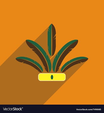 Flat web icon with long shadow Indian feathers vector image