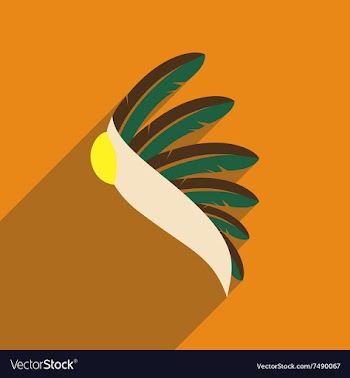 Flat web icon with long shadow Indian feathers vector image