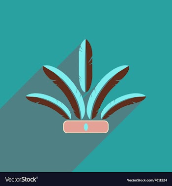 Flat web icon with long shadow Indian feathers vector image