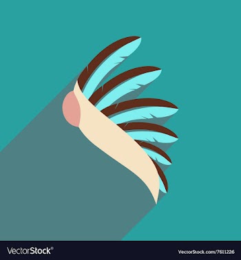 Flat web icon with long shadow Indian feathers vector image