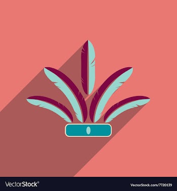 Flat web icon with long shadow Indian feathers vector image
