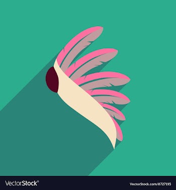 Flat web icon with long shadow Indian feathers vector image