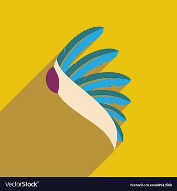 Flat web icon with long shadow Indian feathers vector image