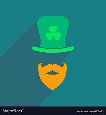 Flat web icon with long shadow Irish hat beard vector image