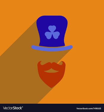 Flat web icon with long shadow Irish hat beard vector image
