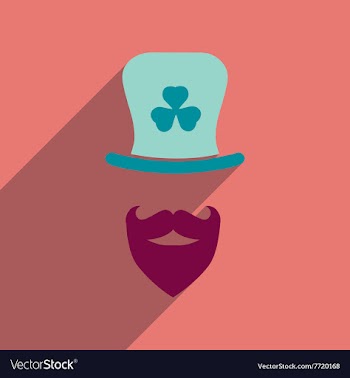 Flat web icon with long shadow Irish hat beard vector image