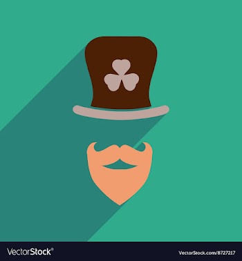 Flat web icon with long shadow Irish hat beard vector image