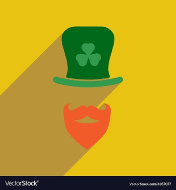 Flat web icon with long shadow Irish hat beard vector image