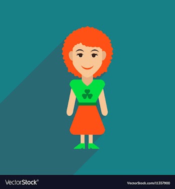 Flat web icon with long shadow Irish woman vector image