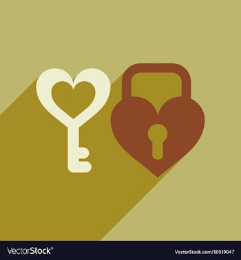 Flat web icon with long shadow key lock heart vector image