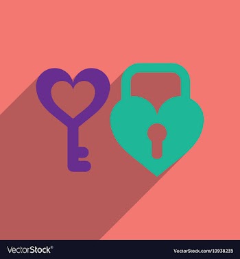 Flat web icon with long shadow key lock heart vector image