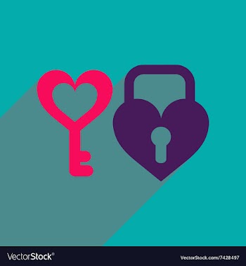 Flat web icon with long shadow key lock heart vector image